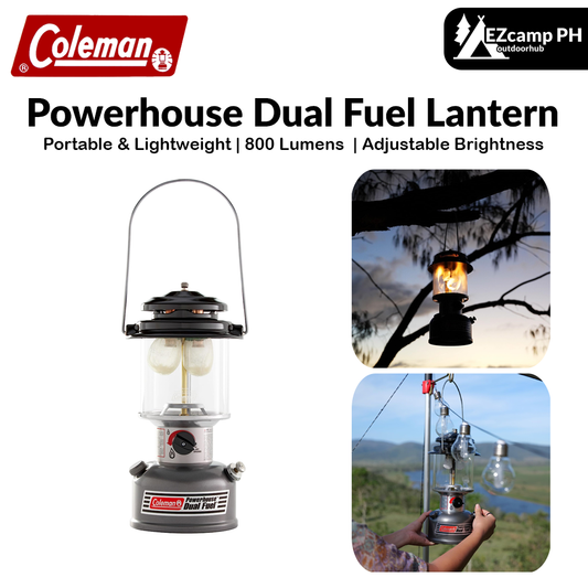 Coleman Powerhouse Dual Fuel Lantern Lamp Model 295 Outdoor Camping Gas Unleaded 2 Mantle up to 800 Lumens