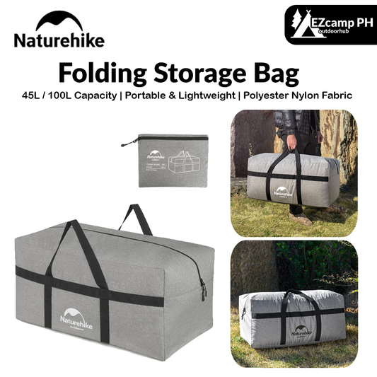 Naturehike 45L | 100L Large Space Portable Folding Storage Carry Bag Travel Hiking Gym Swimming Camping Ultralight Weight Duffelve Foldable Waterproof Tote Nature Hike