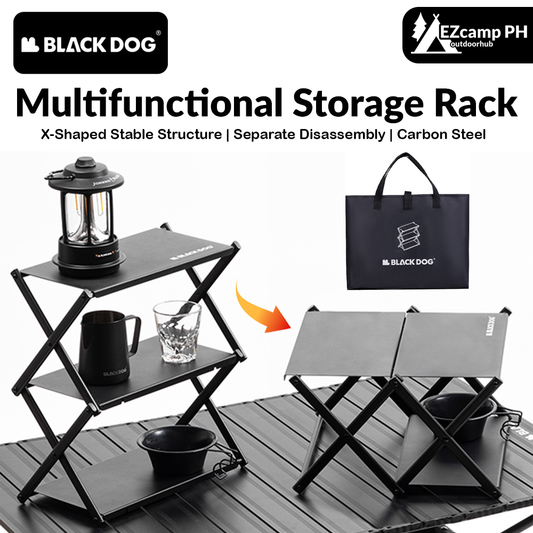 BLACKDOG Multifunctional Storage Rack Small Table Desktop Shelf Organizer Tabletop 2 Switchable Modes 30kg Max Load Stable Carbon Steel X Structure