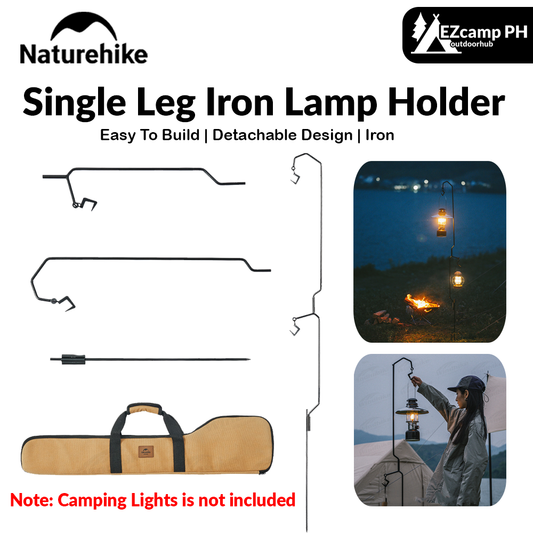 Naturehike Single Leg Iron Lamp Holder Portable Outdoor Hiking Camping Lamp Post Support Hanger Multi Purpose Storage Hook Easy To Carry Nature Hike