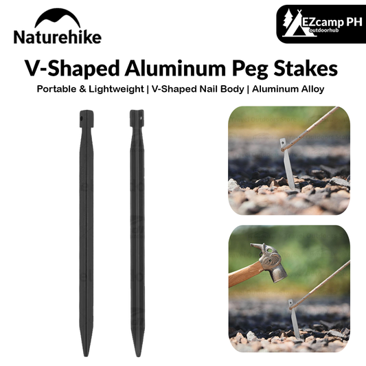 Naturehike V-Shaped Aluminum Ultralight Tent Pegs 8pcs Per Pack 20cm Grass Gravel Land Ground Nails Outdoor Hiking Camping Stakes