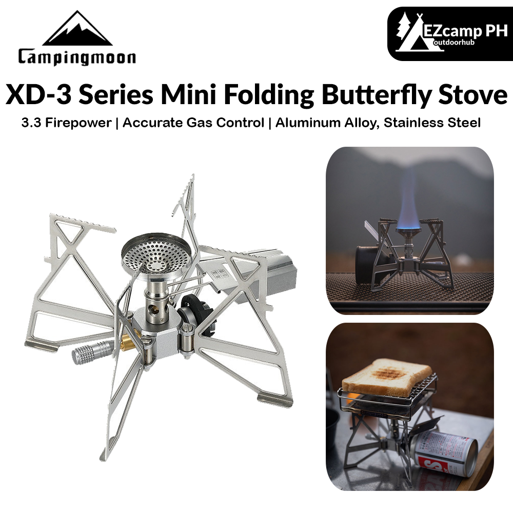 CAMPINGMOON XD-3 Mini Folding Butterfly Stove 3.3kw Firepower Butane Gas Camping Hiking Ultralight Foldable Portable Burner XD-3F XD-3-NE Rocket Stove