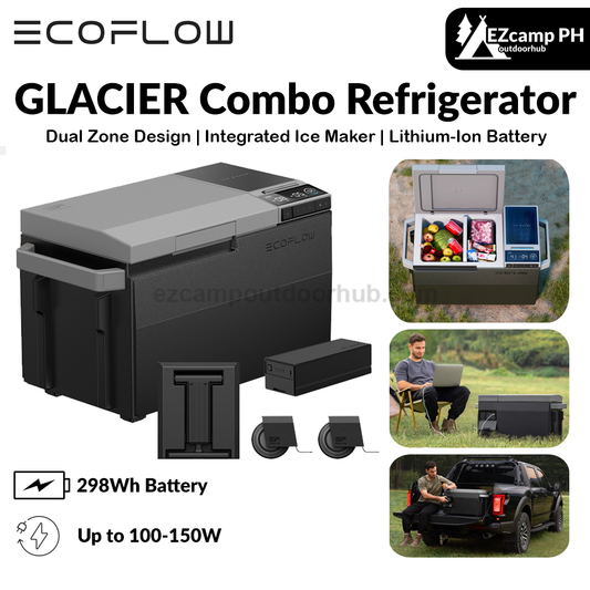 Ecoflow GLACIER Combo Refrigerator Portable Car Fridge With Extra Battery 40Qt(38L) Electric Cooler Integrated Ice Maker Dual Zone WIFI APP Control