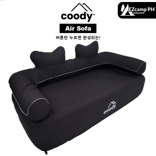 Coody Double Air Sofa Built-in Electric Automatic Air Pump Wireless Inflatable Leisure Lazy Foldable Sofa Love Seat Rechargeable Battery USB Charging
