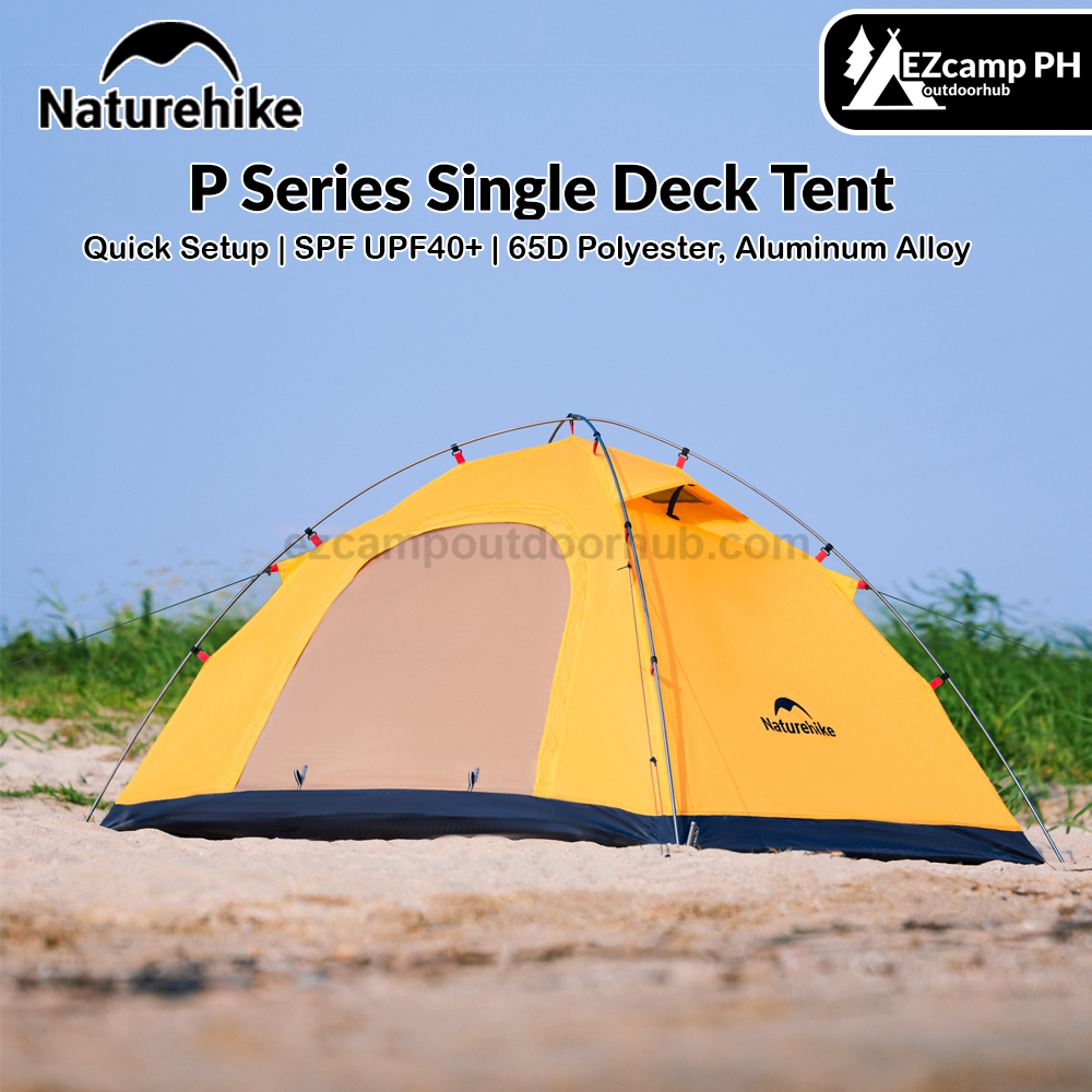 ( MINOR FLAW ) Naturehike P Series Single Deck Tent Portable Ultralight Foldable Single Layer 1-2 Persons UPF 40+UV Resistant Waterproof Camping Outdoor Mountaineering Hiking Family Heavy Duty Original Nature Hike