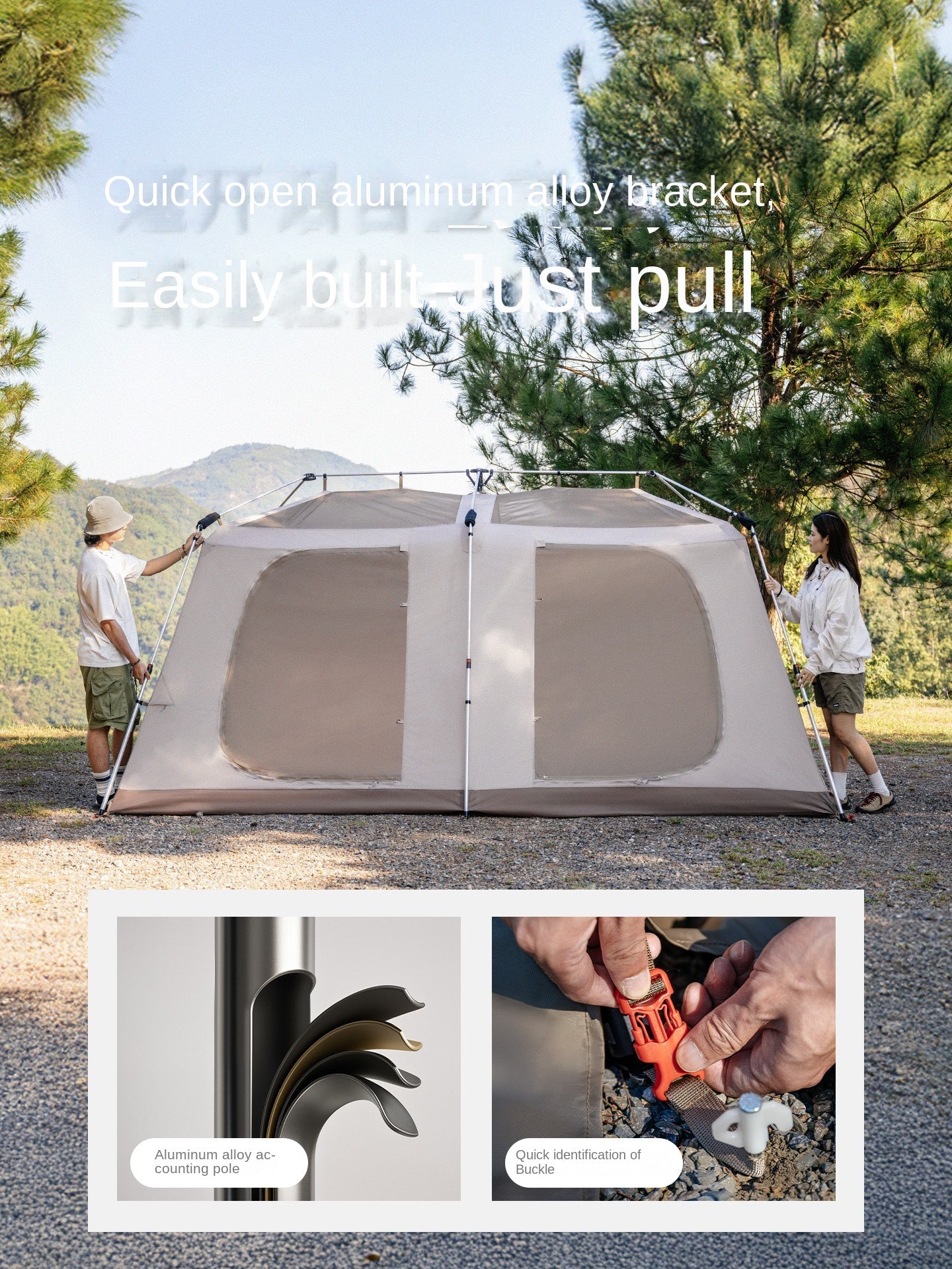 Naturehike 2026 VILLAGE 13 PRO Automatic Tent Fast Build Cabin Style Tent 6-8 Persons Large 24m² Usable Space Aluminum Frame Ti Black Coated Sunscreen