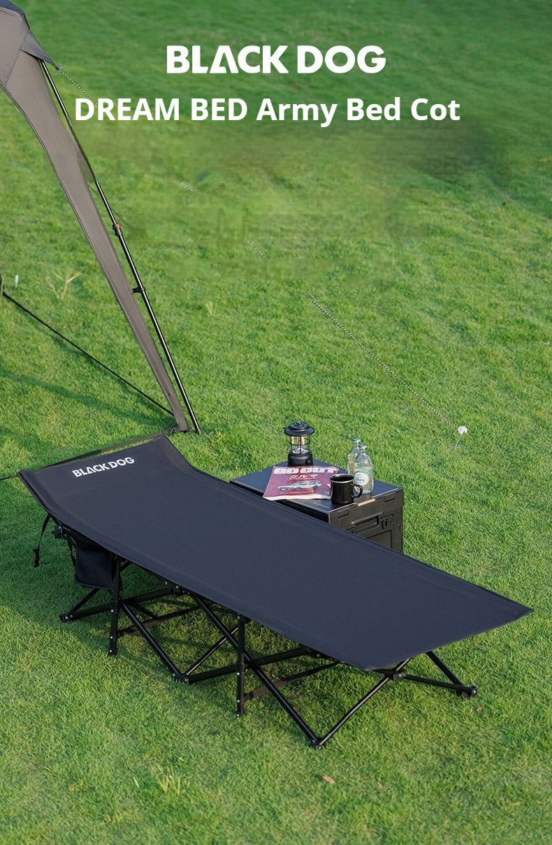 Blackdog DREAM BED Foldable Army Cot Portable Lightweight Folding 70cm Wide Bed Up to 220KG Max Load Comfortable Ventilation Outdoor Camping Home Use
