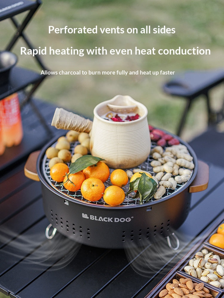 BLACKDOG Black Charcoal BBQ Table Grill Portable Multifunctional Tabletop Mini Desktop Burner Stove Cooking With Storage Bag Outdoor Camping Black Dog