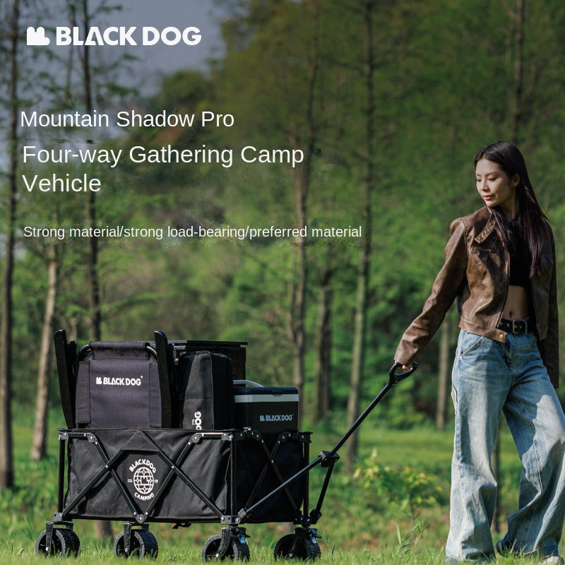 BLACKDOG Mountain Shadow Pro Camping Cart 150 Liters Large Capacity Folding Collapsible Cart Wagon Hiking Outdoor Garden Picnic Sundries Portable Handcart Storage Detachable Four-way Trolley With Brake Heavy Duty Original Black Dog