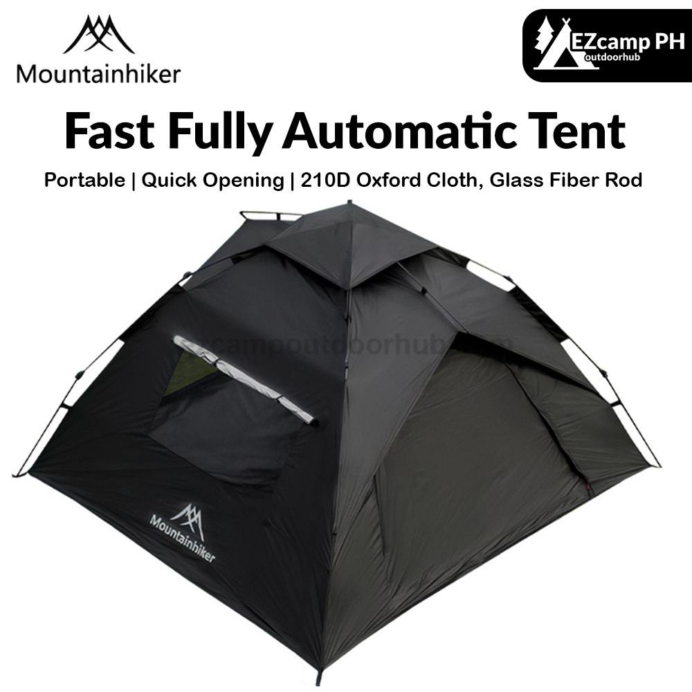 Mountainhiker Fast Fully Automatic Tent Portable Lightweight 2-3 Persons Foldable Entry Level Quick Open Camping Tent Silver Coated Thickened Sunscreen Waterproof PU1500mm Outdoor