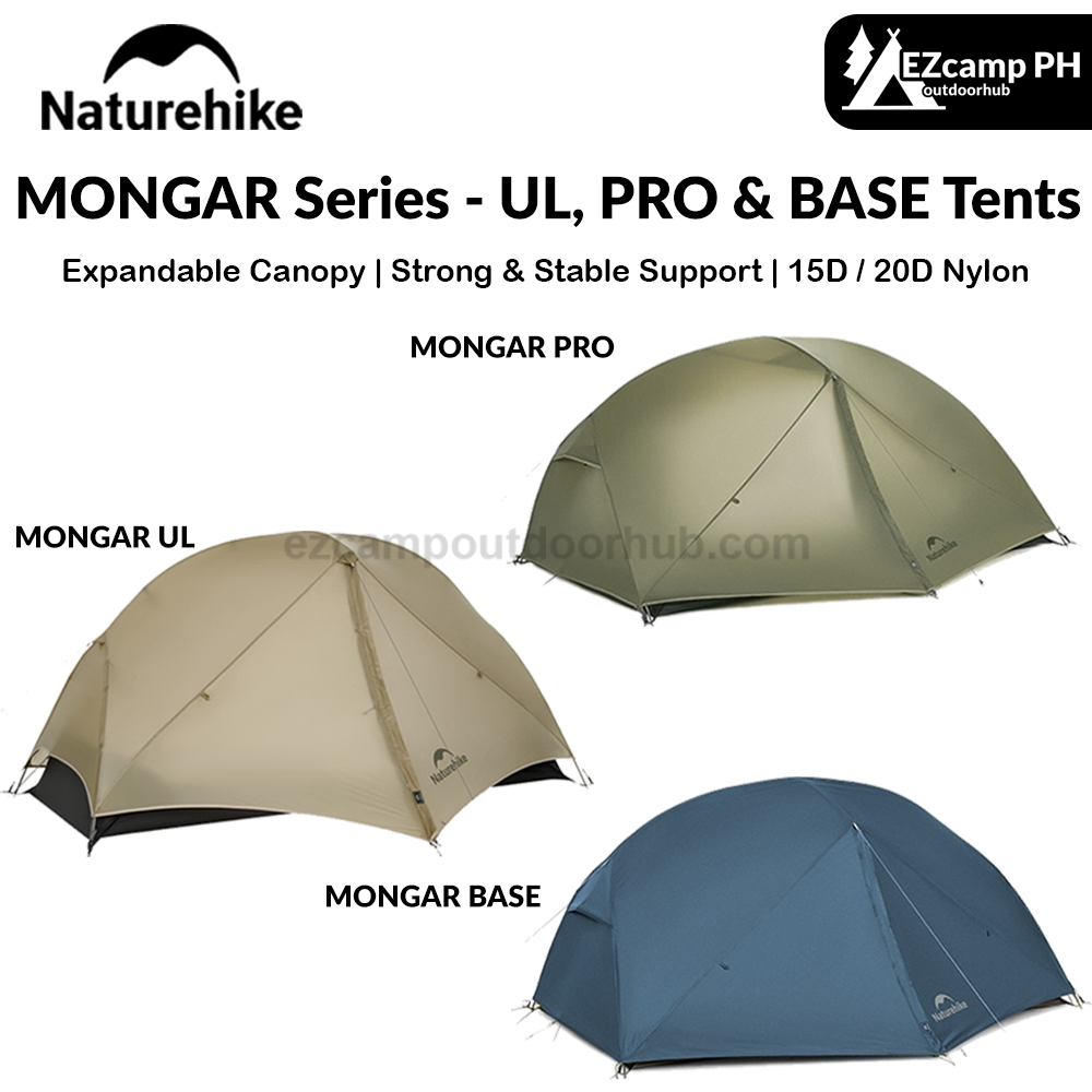 Naturehike MONGAR Series - UL, PRO & BASE Tents Collections Portable Ultralight 1-3 Persons Rainproof Expandable Canopy Double Layer Hiking Tent