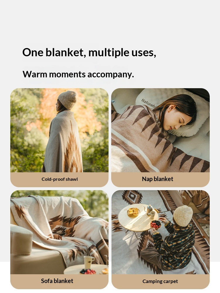 Naturehike Indian Geometric Wool Blanket Outdoor Winter Portable Multifunction Super Wide Carpet Thickened Cover Soft Shawlt Warm Throw Cape Camping