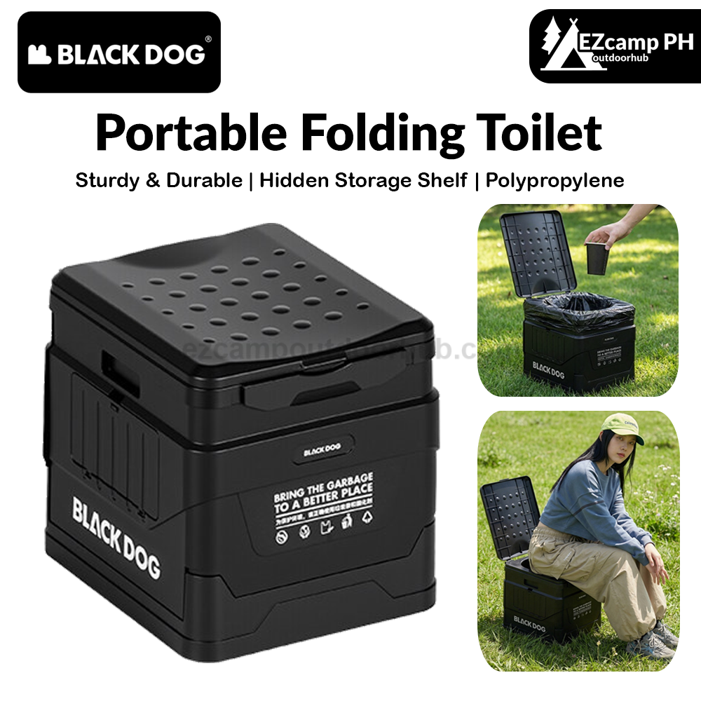 BLACKDOG Outdoor Portable Folding Mobile Toilet Seat Chair Multi-Functional Camping Travel Waste Disposal Storage Container Bin Can PP 200kg Max Load