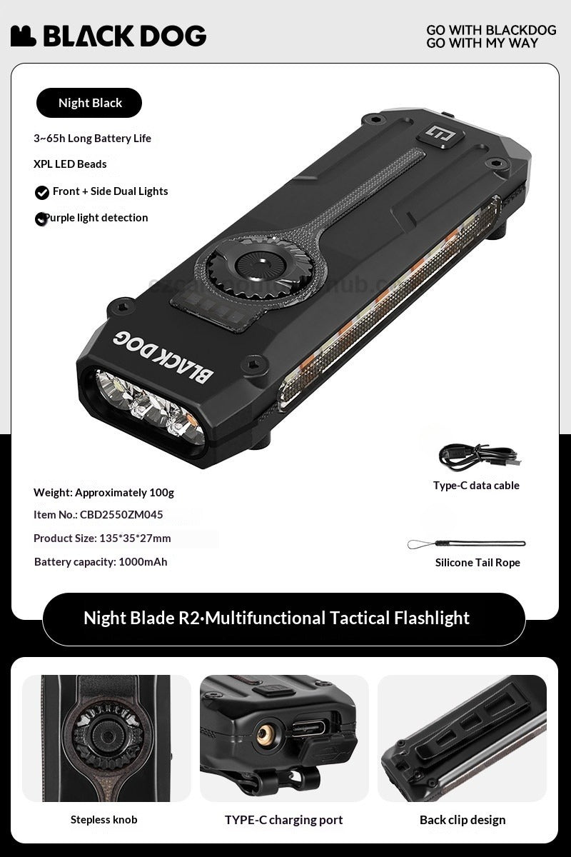 BLACKDOG Night Blade R2 Tactical Flashlight Portable Magnetic 1800LM Rechargeable LED Torch EDC Waterproof Pocket Light Outdoor Camping Emergency