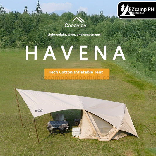 Coody HAVENA Air Inflatable Tent Portable Lightweight 2-4 Persons Spacious Easy Setup Breathable Windows Black Coated Sunscreen Waterproof