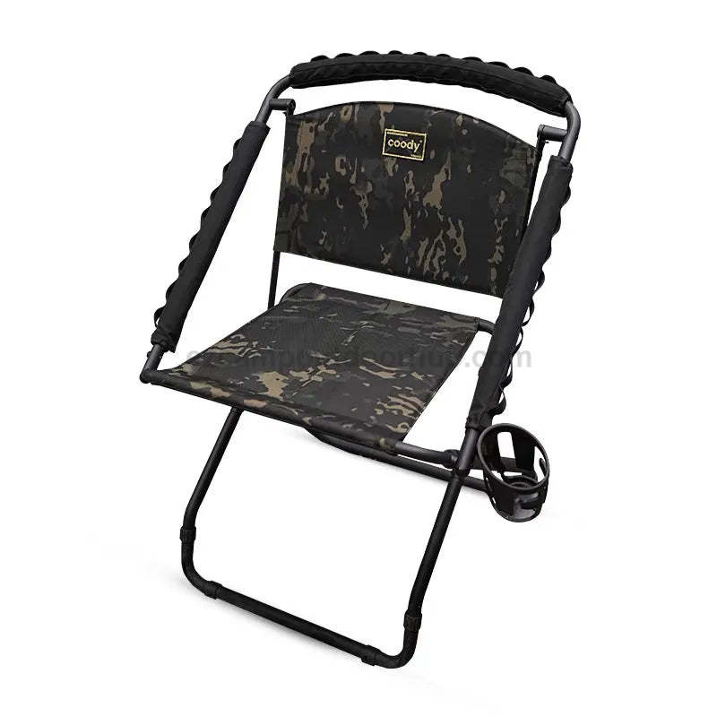 Coody Adjustable Tactical Folding Chair Portable Lightweight Recliner 3 Adjustable Angle Load Bearing 120kg Built-in Cup Holder 900D Oxford Cloth