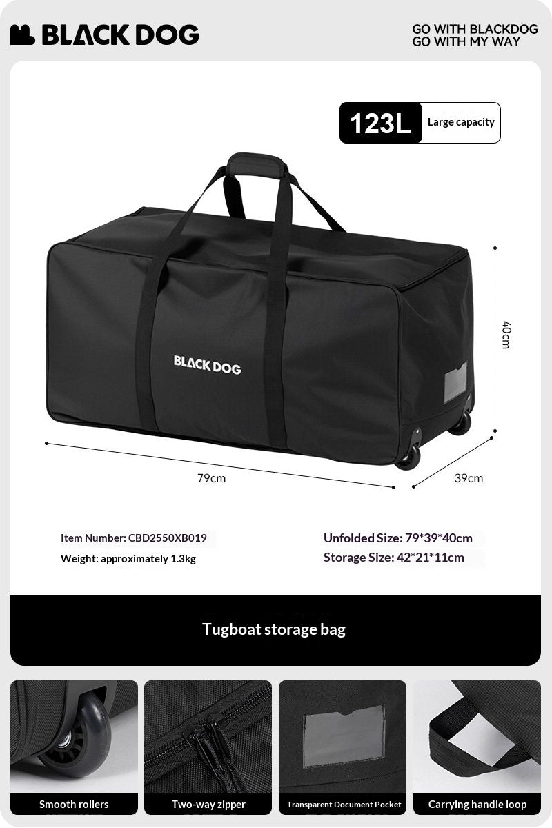 Blackdog Rolling Duffel Storage Bag Portable Folding 88L/123L