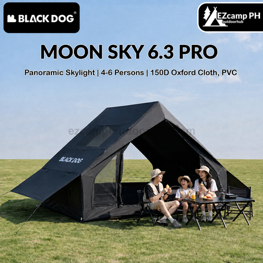 BLACKDOG MOON SKY 6.3 PRO Black Inflatable Spacious Family Tent 4-6 Persons Rainproof and Sunproof Overnight Oxford Cloth Outdoor Camping