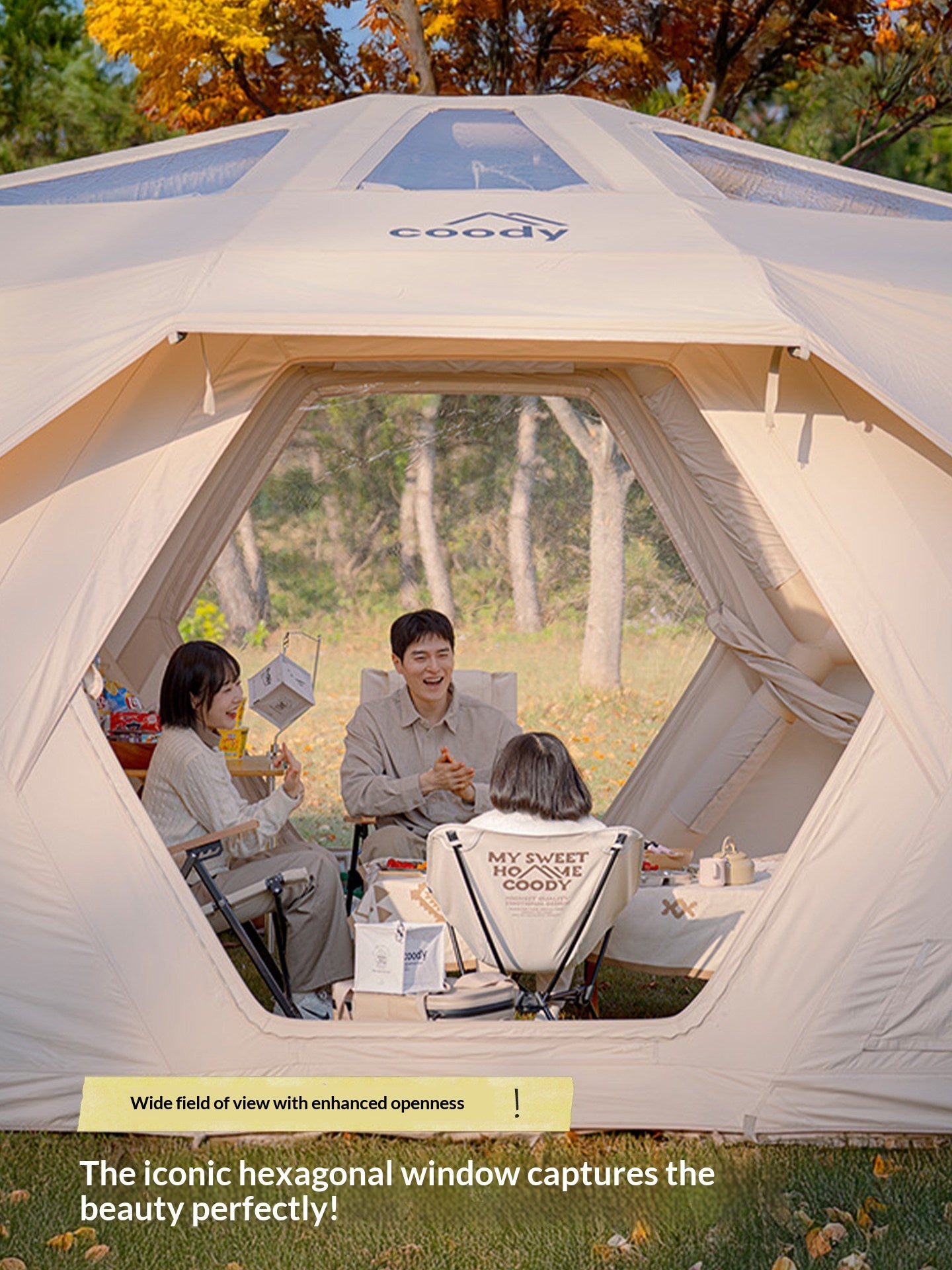 Coody HUB SHELTER PRO Inflatable Air Modular Tent Blended TC Cotton Premium Large Spacious Main Station Inter-connecting Tent Family Shelter Outdoor