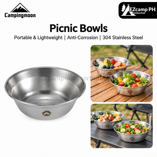 Campingmoon Picnic Bowls Portable Lightweight Stainless Steel Camping Bowl Stackable Easy To Clean Anti-Corrosion Outdoor Camping Hiking