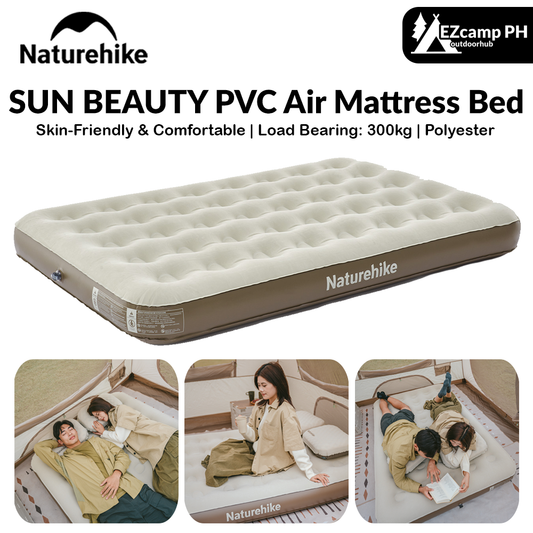 Naturehike SUN BEAUTY PVC Air Mattress Bed Outdoor Portable Moisture-proof Skin-Friendly Camping Sleeping Mat Pad 20CM Double Queen 300kg Max Load