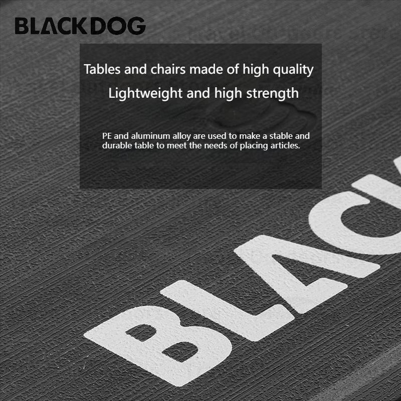 BLACKDOG by Naturehike Black Lightweight Portable Folding Table Camping Aluminum PE Plastic Table Telescopic Chair Set Outdoor Picnic BBQ Dining Foldable Black Dog Nature Hike