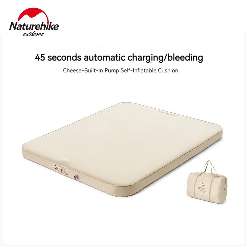 Naturehike Self Inflating Foam Sponge Mattress Portable Queen Camping 11cm Cushion Sleeping Bed Pad Built-in Battery USB Air Pump Auto Inflation