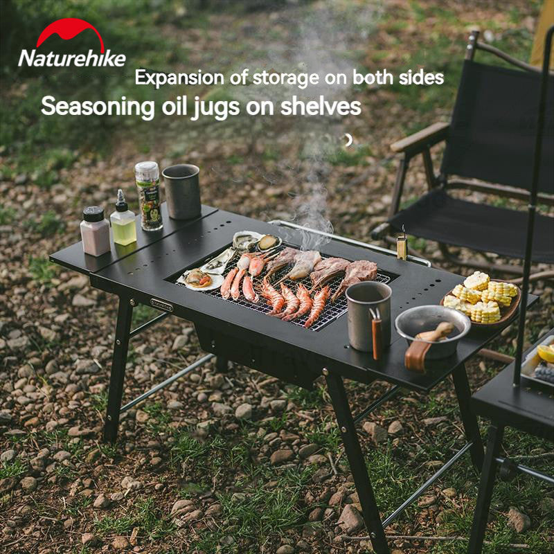 Naturehike IGT Modular Barbecue Grill Table Portable Folding Stainless Steel Tea Hot Pot Cooking Table For 4-6 Persons Outdoor Camping Hiking Travel Heavy Duty Original Nature Hike