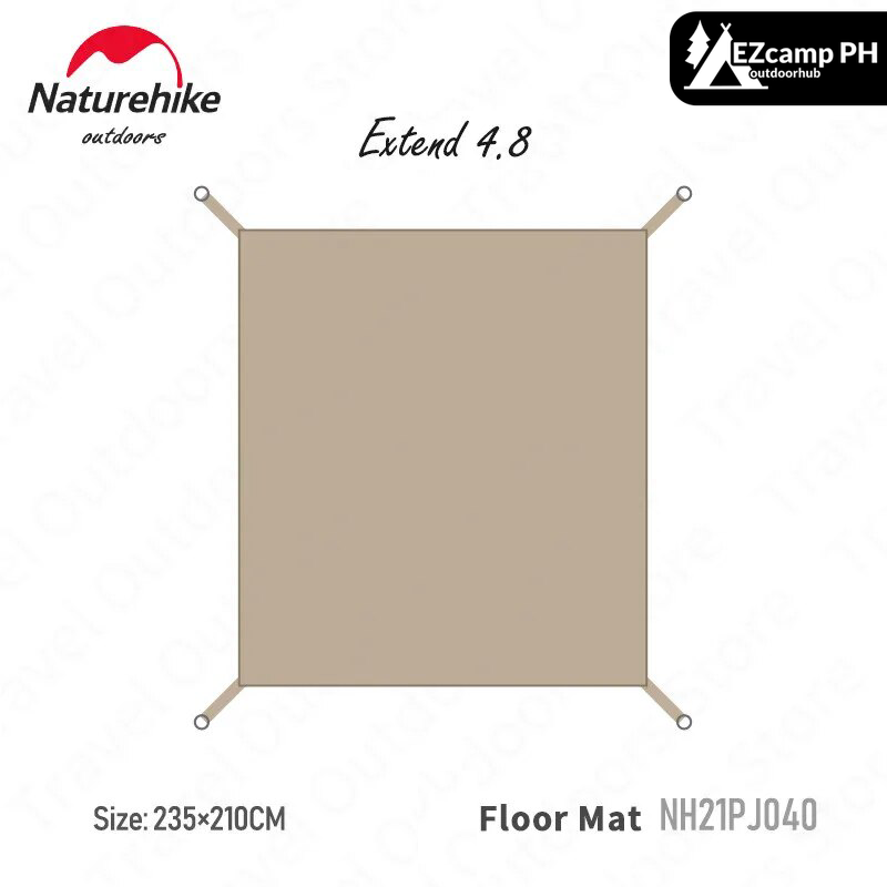 Naturehike Extend 4.8㎡ Cotton Floor Mat A-Shaped Camping Outdoor Moisture-Proof Pad Rainproof 235x210cm - NH20ZP011