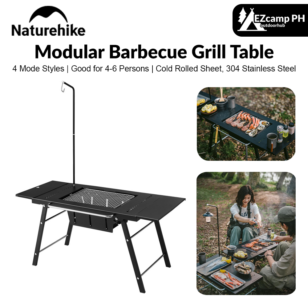 Naturehike IGT Modular Barbecue Grill Table Portable Folding Stainless Steel Tea Hot Pot Cooking Table For 4-6 Persons Outdoor Camping Hiking Travel Heavy Duty Original Nature Hike