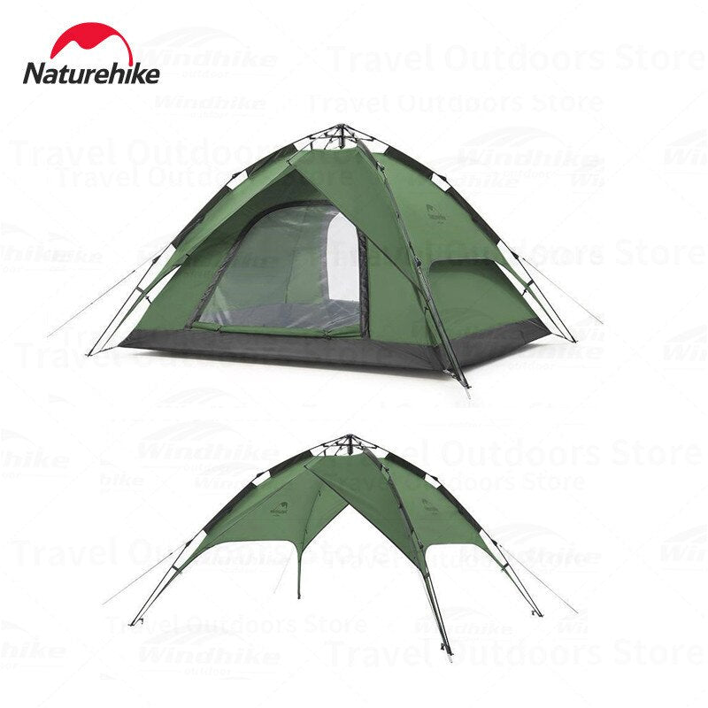 Naturehike Automatic Pop Up Camping Tent Fast Quick Build 3 and 4 Person Dome Style 210D Polyester Waterproof 3000mm Instant Auto Outdoor Shelter