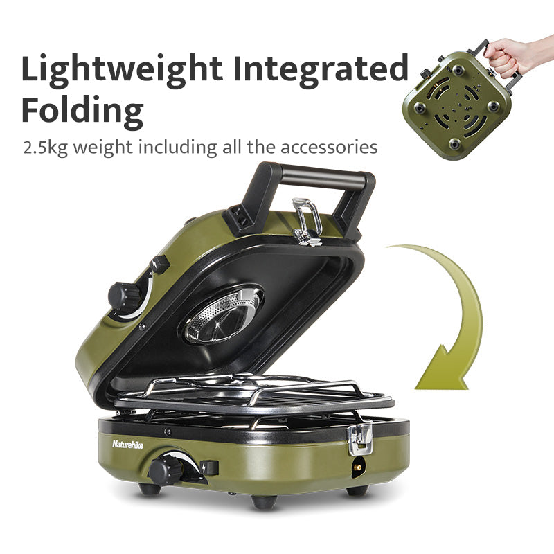 Naturehike Dual Firepower Folding Gas Stove Portable Lightweight Double Butane Gas Burner Stove Outdoor Camping 2300W High Fire Power Screw Type Isobutane Fuel Type Nature Hike