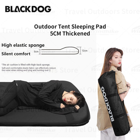 BLACKDOG by Naturehike Black Automatic Inflatable Mattress 5CM Thick Air Mat Outdoor Tent Portable Sleeping Pad Camping Bed with Built in Pillow