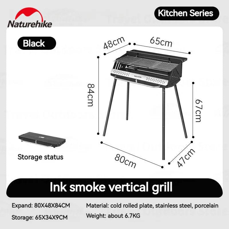 Naturehike Vertical Barbecue Grill Rack Portable Lightweight Foldable Garden Kebabs Oven Stove Folding Stand Charcoal Camping Hiking Outdoor Household Beach Travel Heavy Duty Original Nature Hike