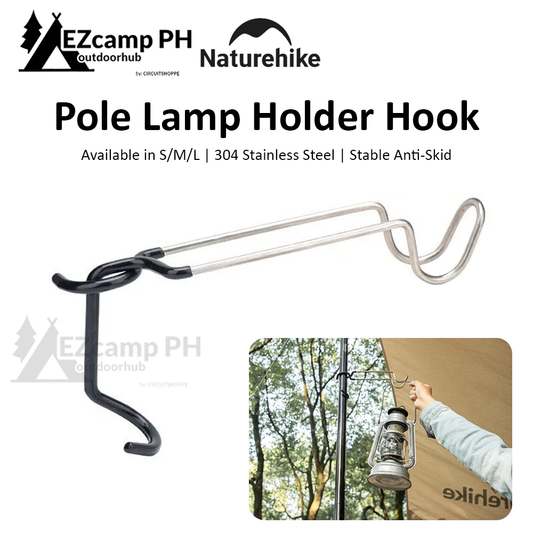 Naturehike Pole Lamp Holder Stainless Steel Lantern Awning Tent Rod Hook Anti Slip Camping Outdoor Light Post Hang Hanger Bracket Cup Bottle Holder