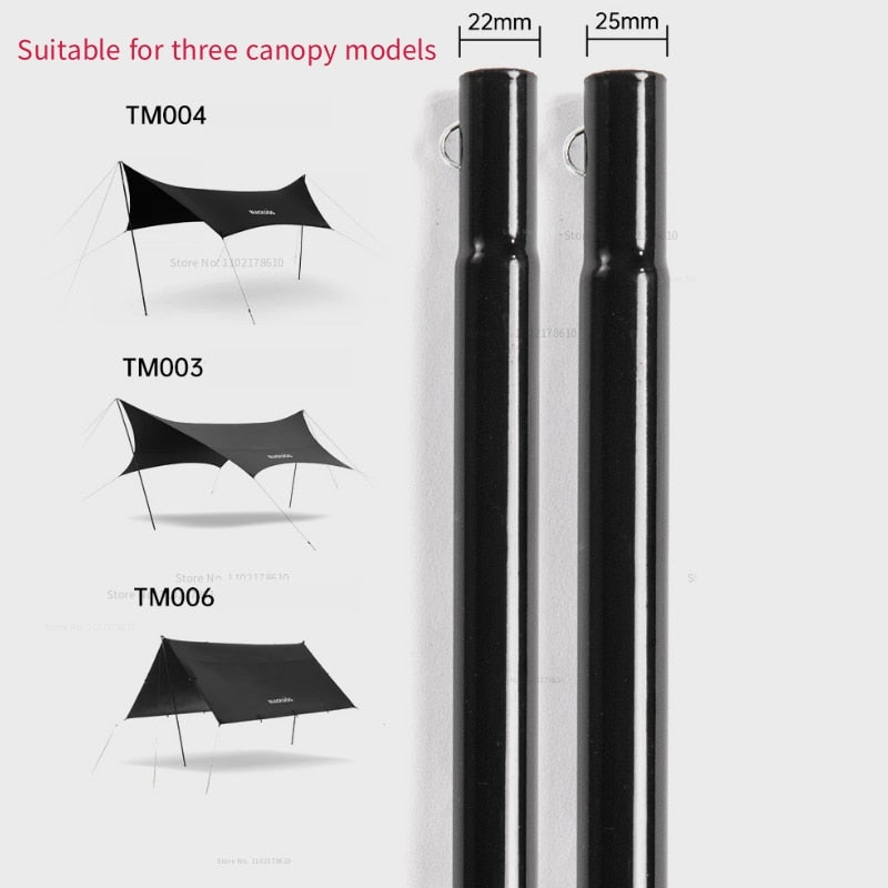 BLACKDOG Canopy Iron Pole Rod 2.4m Length 4 Section 22mm 25mm Diameter Steel Iron Heavy Duty Outdoor Camping Portable Awning Tarp Tent Pole