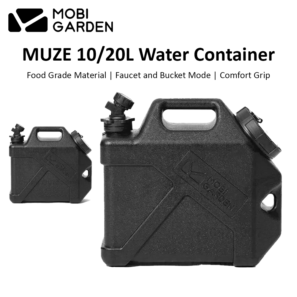 Mobi Garden MUZE Outdoor Water Container 10L 20L Thick Food Grade PE Plastic Material Drinking Water Storage Faucet Bucket Camping Large Capacity Tank Mobigarden