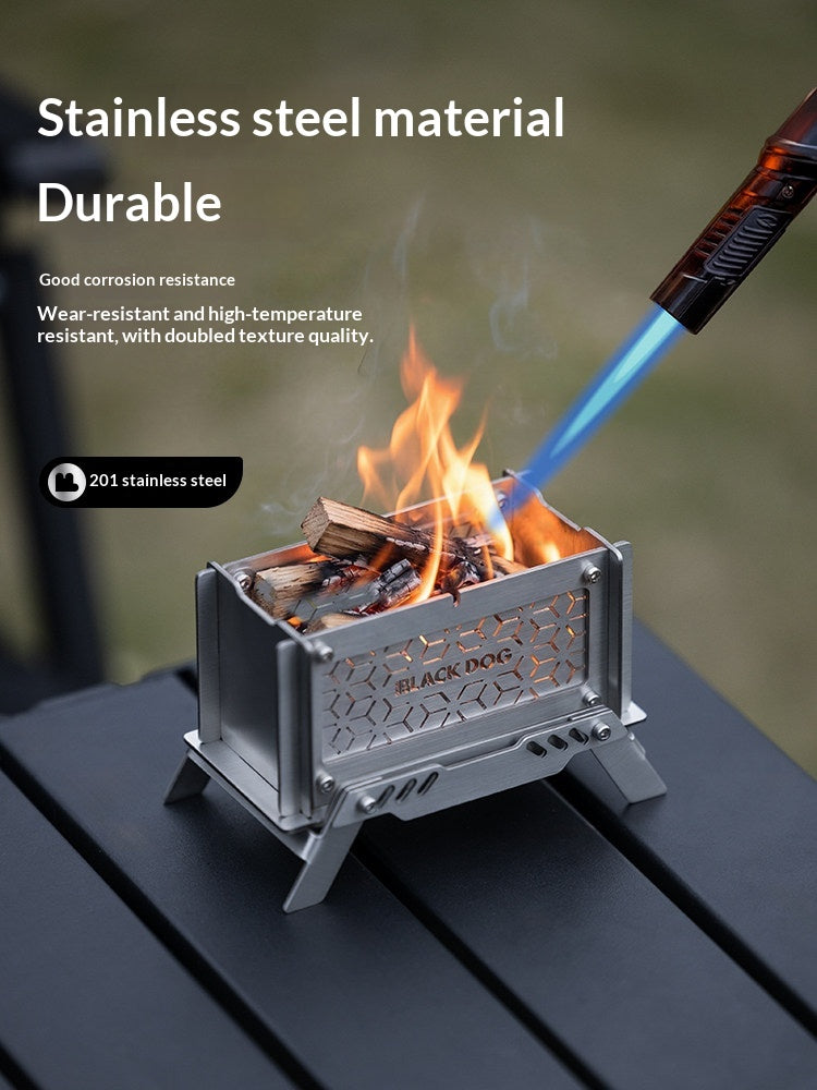 Blackdog SILENT PINE Tabletop Mini Firewood Incense Aroma Burner Stainless Steel Mosquito Coil Burning Rack Fire Viewing Aesthetic Outdoor Accessories