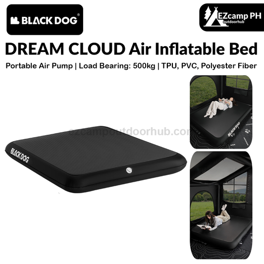 Blackdog DREAM CLOUD Air Inflatable Bed Premium Brushed Thick Black Ultra Comfortable Soft Outdoor Sleeping Pad Mattress USB Charging Air Pump