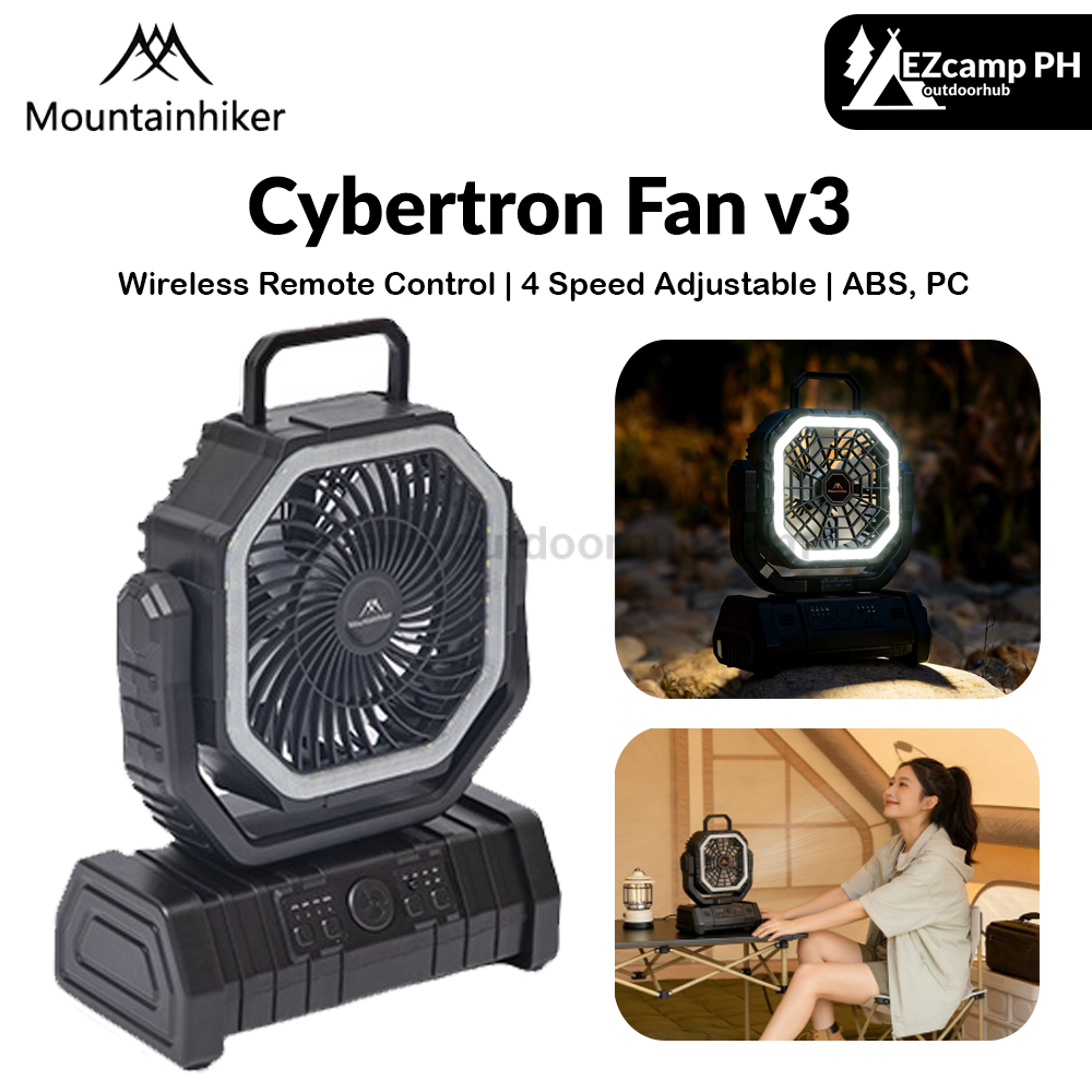 Mountainhiker Cybertron Fan v3 Portable Multipurpose Oscillating Fan Outdoor Camping 20000mAh Battery USB C Charging With Lamp Light Rugged With Wireless Remote Charging About 4-6 Hours ABS PC