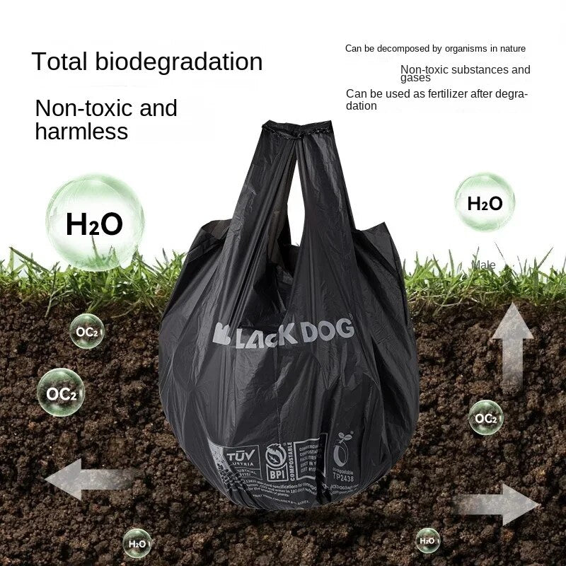 BLACKDOG by Naturehike Fully Biodegradable Garbage Storage Bag 30L Load up to 12kg Outdoor Camping Trash Waste Toilet Bin Bag Container Corn Starch Resin Degradable Plastic in 60-90 Days 20pcs Box Black Dog Nature Hike