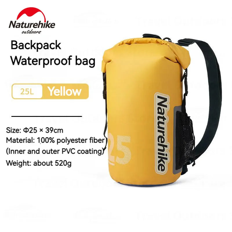 Naturehike 10L 15L 25L Portable Heavy Duty Outdoor Bag IPX6 Waterproof Backpack Ultralight Bag 500D PVC Coating Wet And Dry Separation Fishing Snorkeling Swimming Ocean Pack Beach Drifting Original Camping Equipment