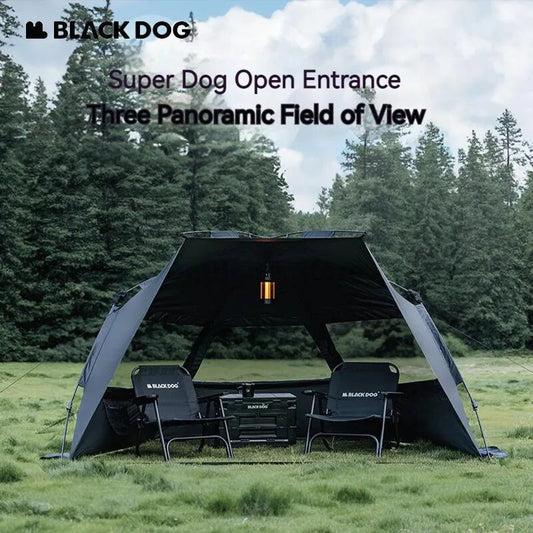 BLACKDOG by Naturehike Black Automatic Sunshade Beach Dome Tent Outdoor Canopy Fast Build UPF50+ Sunscreen Vinyl Coated Camping Picnic Fishing for 2-3 Person Waterproof PU3000mm Black Dog Nature Hike