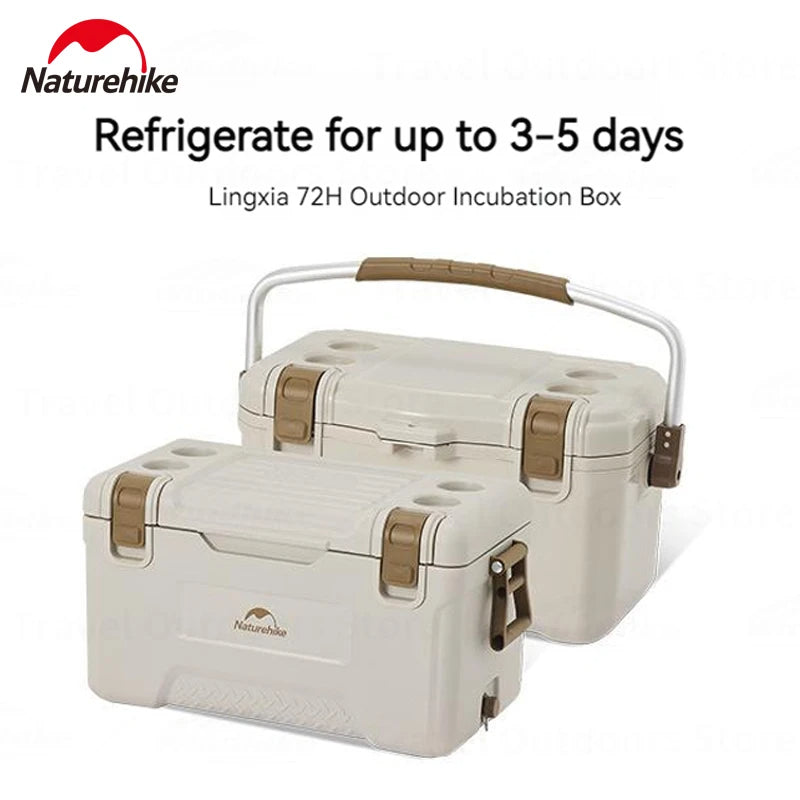 Naturehike SUB ZERO (Lingxia) Hard Shell Outdoor Camping Cooler Box Cold or Hot up to 72H Food Drinks Ice Storage Container Thick PP 6-Layer PU Foam Insulation Anti-Bacterial Food Grade 32L 45L Nature Hike Semi Rotomolded