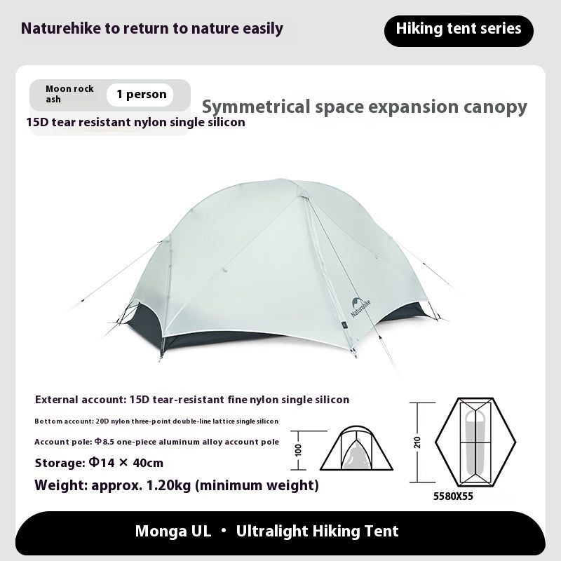 Naturehike MONGAR Series UL and PRO Tent Portable Ultralight 1-3 Persons 20D Nylon Rainproof Expandable Canopy Double Layer Camping Hiking Backpacking Tent