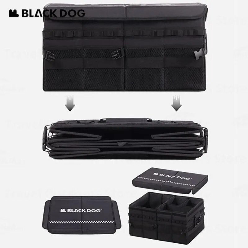 BLACKDOG Black Tactical Camping Equipment Storage Bag Free Partition Extra Large 60L up to 40kg Max Load Waterproof Portable Folding Outdoor Travel Vehicle Mounted Black Dog