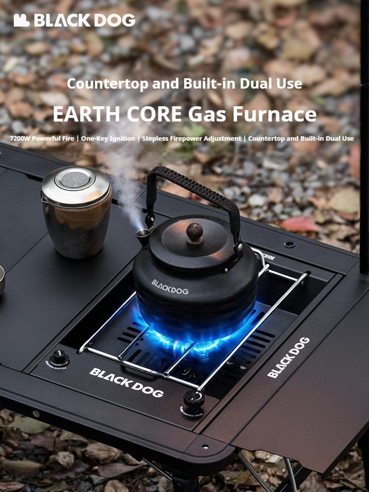 BLACKDOG EARTH CORE Gas Furnace Portable IGT Modular Stainless Steel Camping Stove With Precise Flame Control Outdoor Cooking Kitchenware