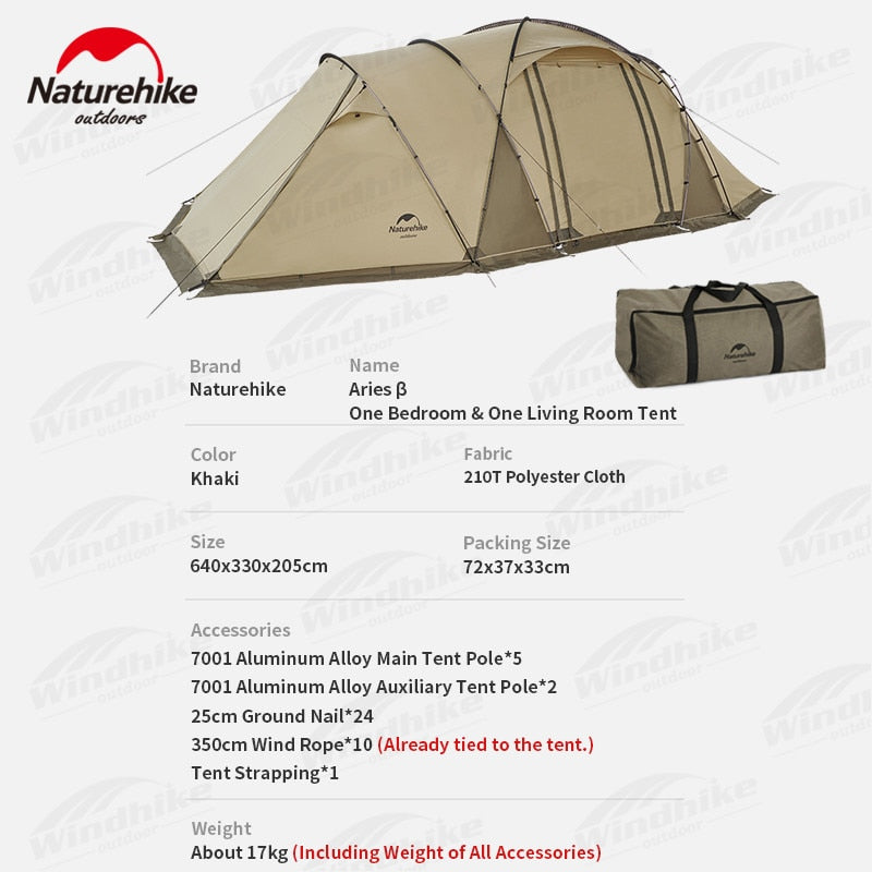 [Pre-Order] Naturehike ARIES Series BETA 4 to 6 Person Tunnel Type Tent DIY Expansion Big Front Hall Camping Hiking Windproof Breathable Double Layer UPF50+ Glamping Nature Hike