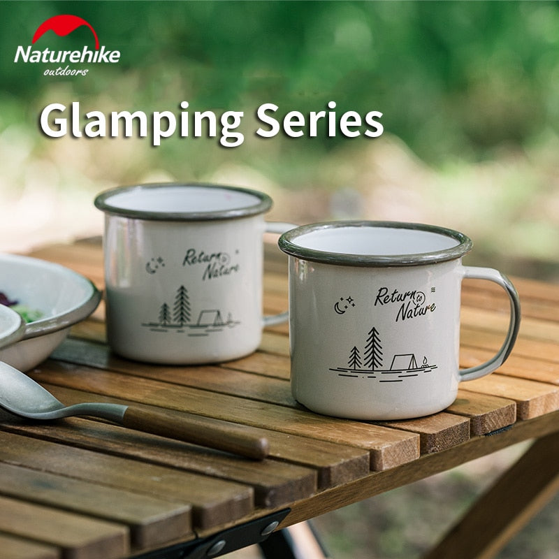 Naturehike Premium Enamel Coated Tableware Cup Dish Plate Bowl Coffee Mug Camping Outdoor Dinnerware Mug Glass Glazed Glossy Finish Elegant Utensil
