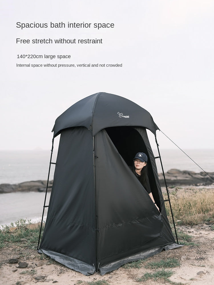 Vidalido Black Shower Changing Outdoor Camping Beach Fishing Bath Toilet Tent Waterproof Windproof Portable Outdoor Dresser Privacy Tent Silver Coated Sunscreen Stable Steel Iron Poles